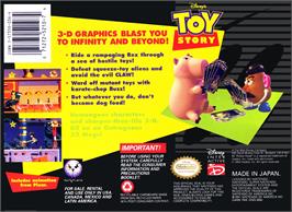 Box back cover for Toy Story on the Nintendo SNES.